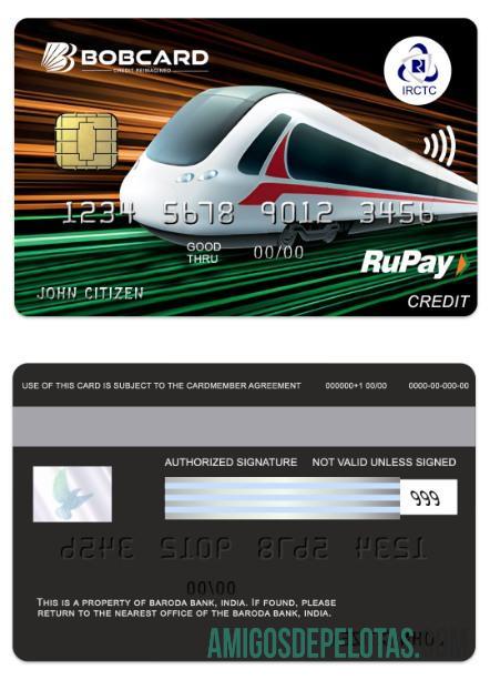 Índia The Baroda Bank Bobcard IRCTC RuPay Cartão de crédito baixar para verificação